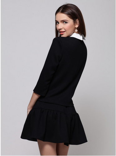 Fashion Brought Heart Two-Piece Doll T-shirt & Skirt Suit Black